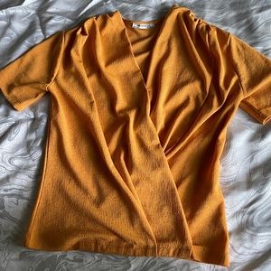 Zara Orange Low-cut Blouse